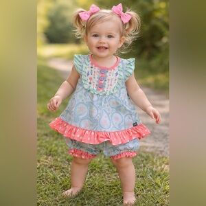 Matilda Jane 2-Piece Outfit | Ruffle Top & Bloomers | Girls size 12-18 months